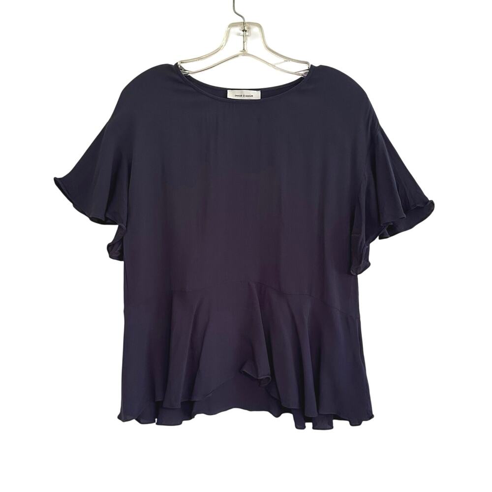 SAMSOE & SAMSOE Cherie Short Sleeve Top Peplum Size Med Dark Sapphire Viscose